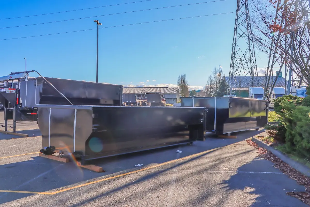 Roll-off dumpster ready for waste disposal at job site for Construction Dumpster Rental in Cornelius